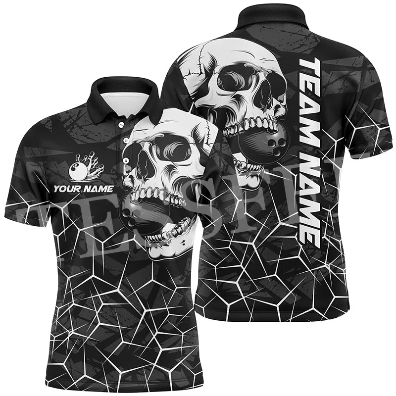 Short Sleeve Bowling Shirt Retro - เสื้อโปโลแขนสั้นสไตล์ฮาราจูกุเสื้อกีฬาแขนสั้นลายกราฟฟิตีย้อนยุค3dprint สำหรับฤดูร้อน