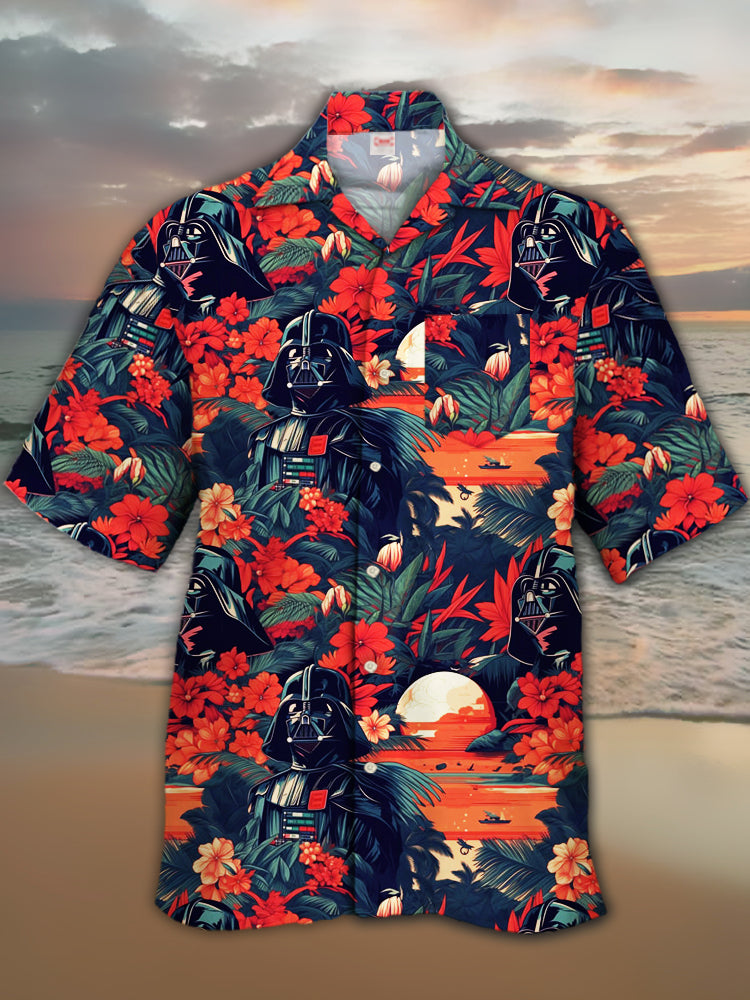 Vintage Hawaiian Floral Shirt - UKiyo-E เสื้อเชิ้ตแขนสั้นแนวฮาวายพิมพ์ลายซามูไรอวกาศลายดอกไม้และไซไฟเขตร้อน2024