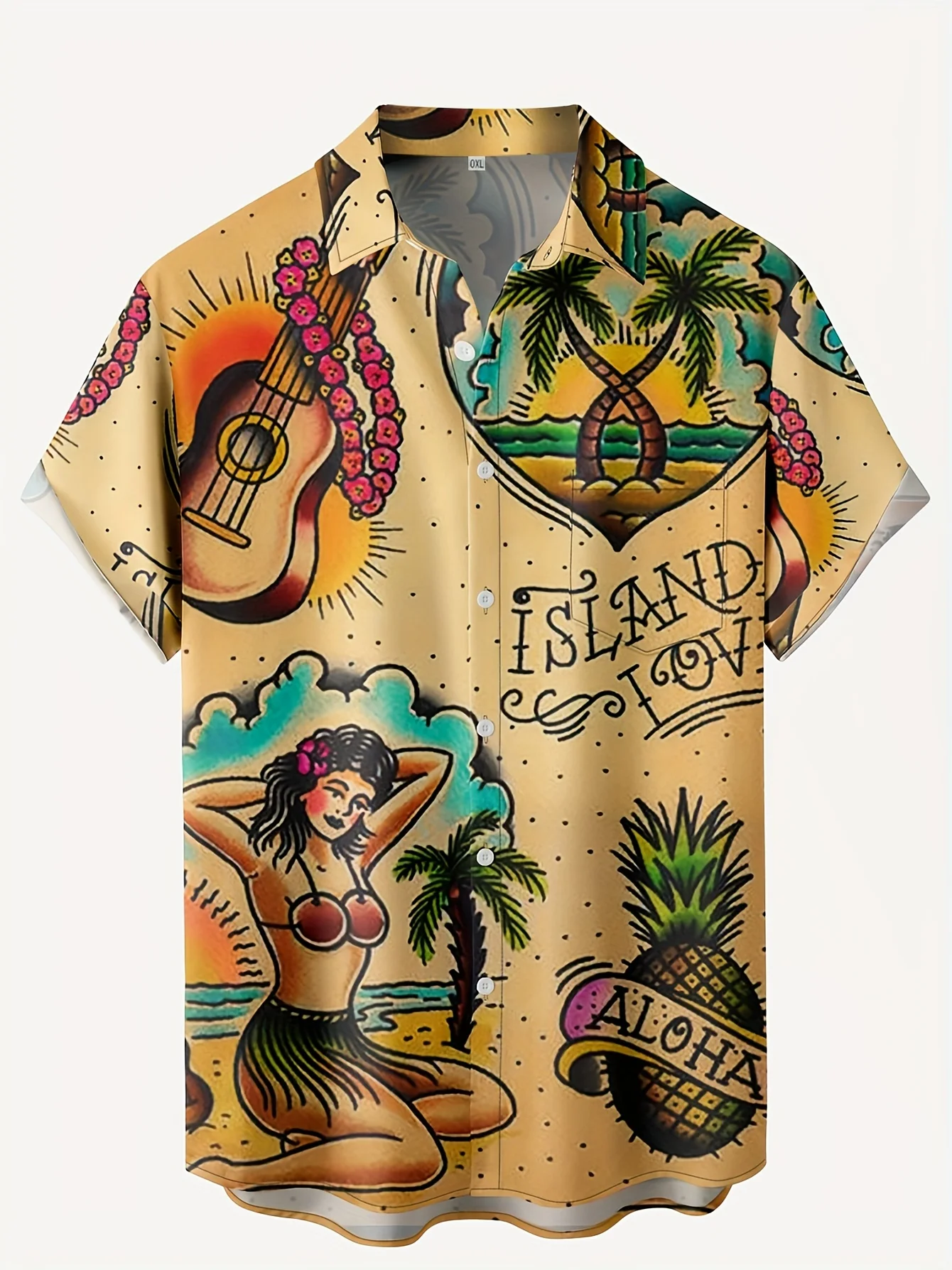 Vintage Hawaiian Floral Shirt - เสื้อฮาวายพิมพ์ลายสักแบบดั้งเดิมหลายสไตล์สำหรับผู้ชาย เสื้อเชิ้ตชายหาดแขนสั้นทรงโอเวอร์ไซส์