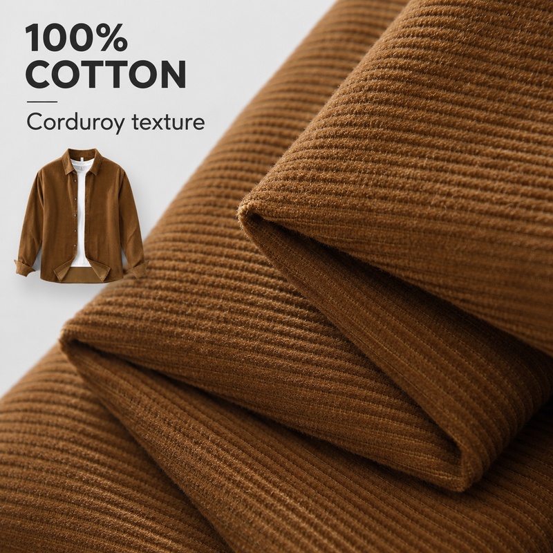 เสื้อเชิ้ตผ้าคอร์ดูรอย 100% คอ - Corduroy Button Up Shirt Men บทวิจารณ์และราคา