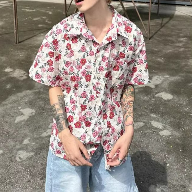 ผู้ชายอินเทรนด์วินเทจลายดอกไม้ - Vintage Hawaiian Floral Shirt บทวิจารณ์และราคา