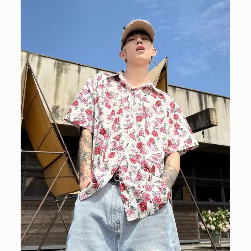 ผู้ชายอินเทรนด์วินเทจลายดอกไม้ - Vintage Hawaiian Floral Shirt บทวิจารณ์และราคา