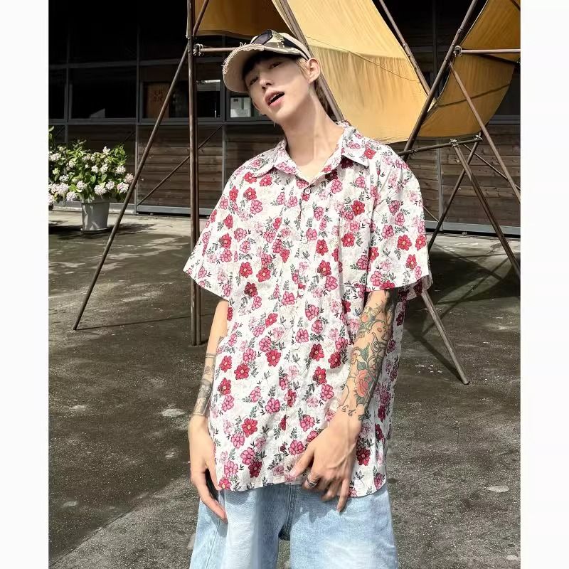 ผู้ชายอินเทรนด์วินเทจลายดอกไม้ - Vintage Hawaiian Floral Shirt บทวิจารณ์และราคา