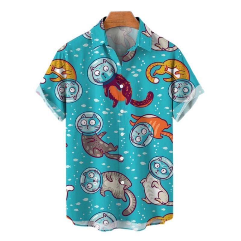 เสื้อผ้าลายนกแมวเสื้อเชิ้ตผู้ช - Vintage Hawaiian Floral Shirt บทวิจารณ์และราคา