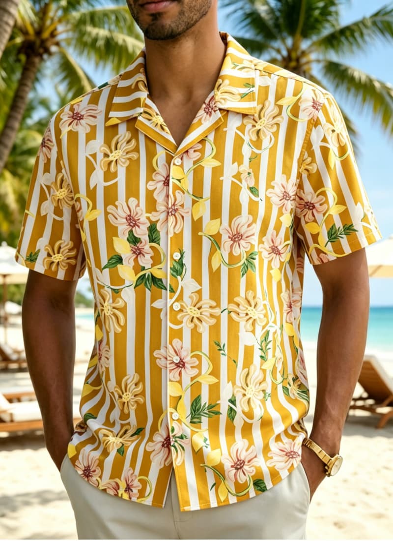 เสื้อเชิ้ตฮาวายลายดอกไม้สไตล์ว - Vintage Hawaiian Floral Shirt บทวิจารณ์และราคา