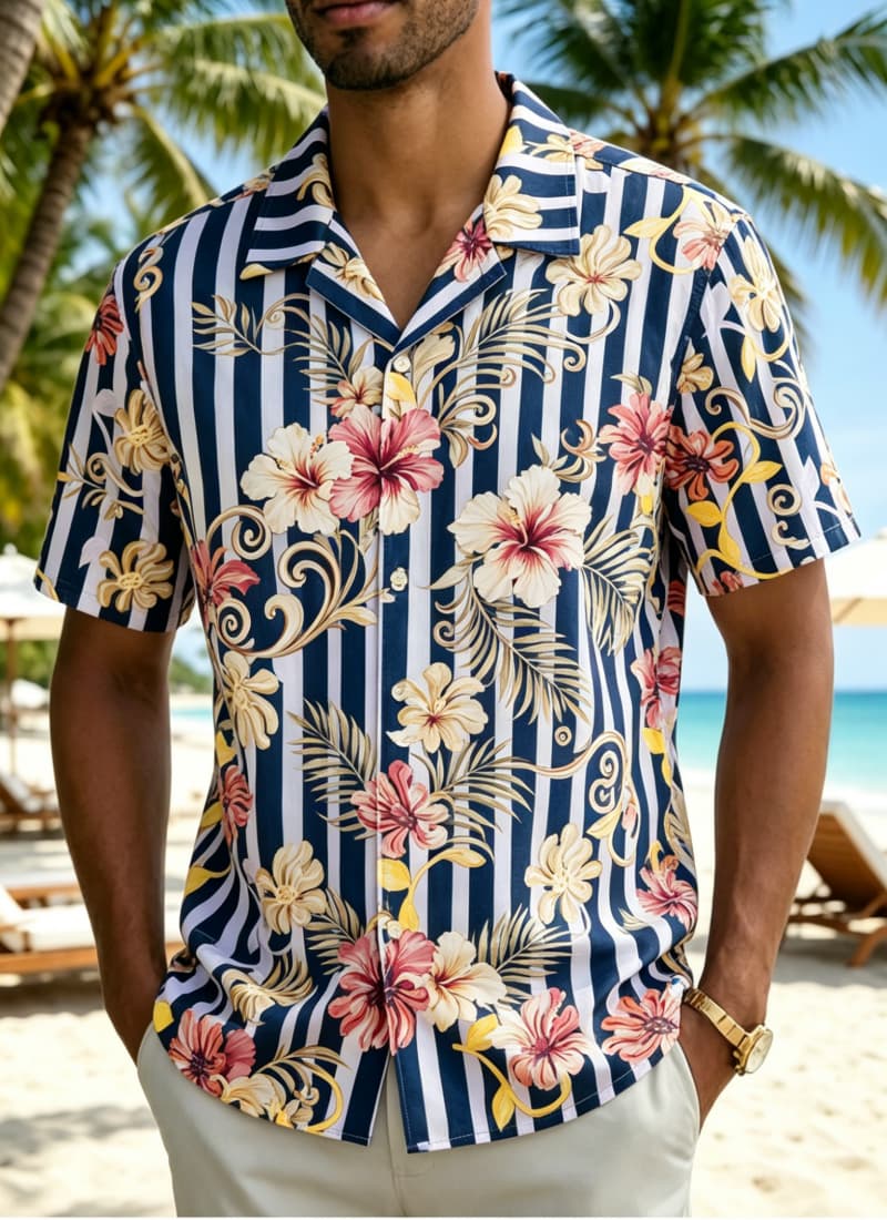 เสื้อเชิ้ตฮาวายลายดอกไม้สไตล์ว - Vintage Hawaiian Floral Shirt บทวิจารณ์และราคา