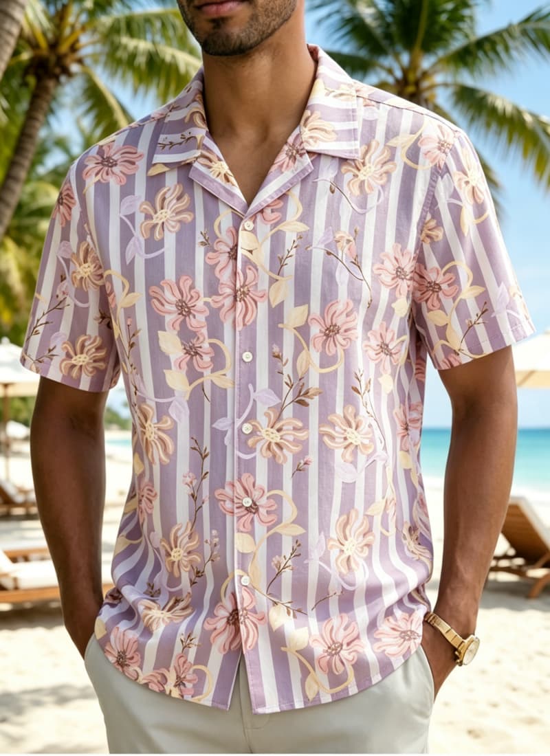 เสื้อเชิ้ตฮาวายลายดอกไม้สไตล์ว - Vintage Hawaiian Floral Shirt บทวิจารณ์และราคา